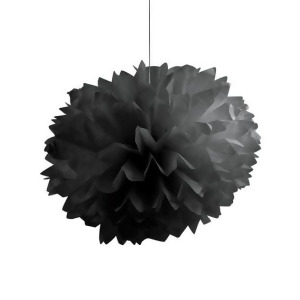 Club Pack of 36 Jet Black Fluffy Hanging Tissue Ball Party Decorations 16 - All