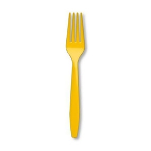 Club Pack of 288 School Bus Yellow Premium Heavy-Duty Plastic Party Forks - All
