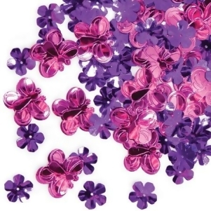 Club Pack of 12 Pink Butterfly and Purple Flower Celebration Confetti Bags 0.5 oz. - All