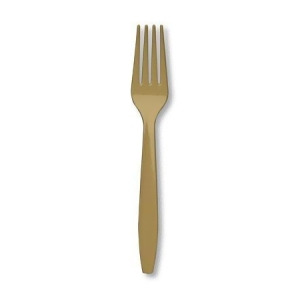 Club Pack of 288 Glittering Gold Premium Plastic Party Forks - All