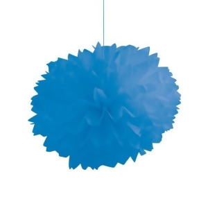 Club Pack of 36 True Blue Fluffy Hanging Tissue Ball Party Decorations 16 - All