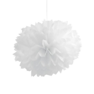 Club Pack of 36 White Fluffy Hanging Tissue Ball Party Decorations 16 - All