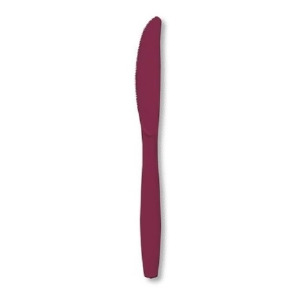Club Pack of 288 Classic Burgundy Premium Heavy-Duty Plastic Party Knives - All