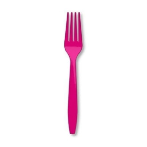 Club Pack of 600 Hot Magenta Premium Plastic Party Forks - All