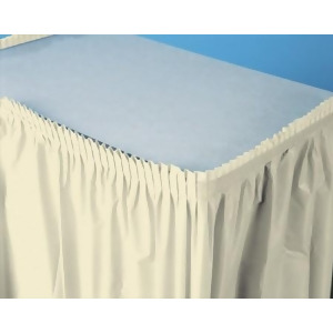 Pack of 6 Elegant Ivory Pleated Disposable Plastic Picnic Party Table Skirts 14' - All