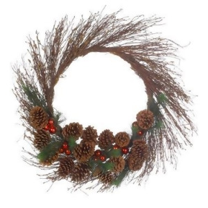 30 Pine Cone and Ball Ornament Artificial Twig Christmas Wreath Unlit - All
