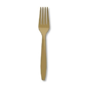 Club Pack of 600 Glittering Gold Premium Plastic Party Forks - All