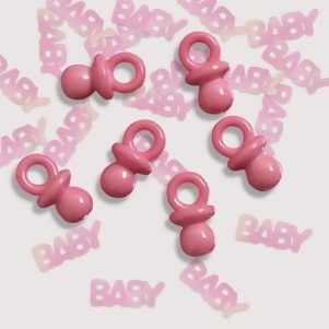 Club Pack of 12 Precious Pink and It's a Girl Pacifier Celebration Confetti Bags 0.5 oz. - All