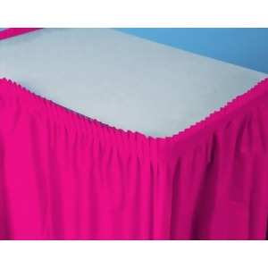Pack of 6 Hot Magenta Pleated Disposable Plastic Picnic Party Table Skirts 14' - All