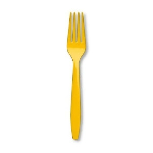 Club Pack of 600 School Bus Yellow Premium Heavy-Duty Plastic Party Forks - All