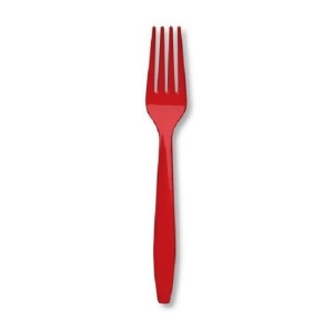 Club Pack of 600 Classic Fire Engine Red Premium Heavy-Duty Plastic Party Forks - All
