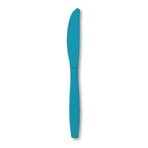 Club Pack of 600 Tropical Turquoise Premium Heavy-Duty Plastic Party Knives - All
