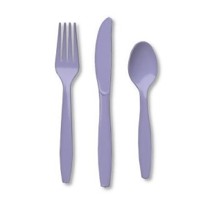 Club Pack of 288 Luscious Lavender Premium Heavy-Duty Plastic Party Knives Forks and Spoons - All