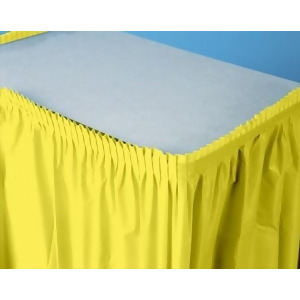 Pack of 6 Mimosa Yellow Pleated Disposable Plastic Picnic Party Table Skirts 14' - All