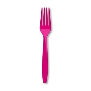 Club Pack of 288 Hot Magenta Premium Plastic Party Forks - All