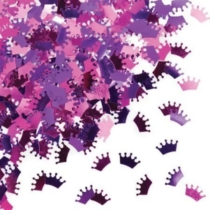 Club Pack of 12 Pink and Purple Metallic Crown Celebration Confetti Bags 0.5 oz. - All