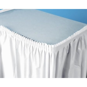 Pack of 6 Classic White Pleated Disposable Plastic Picnic Party Table Skirts 14' - All