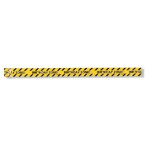 Club Pack of 12 Under Construction Black and Yellow Birthday Zone Warning Tape Rolls 45' - All
