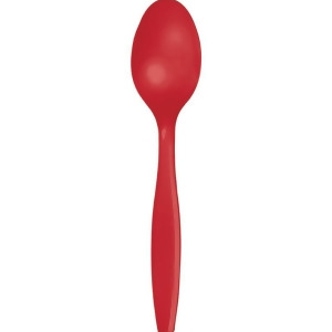 Club Pack of 288 Classic Red Premium Heavy-Duty Plastic Party Spoons - All