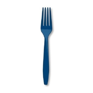 Club Pack of 600 Navy Blue Premium Heavy-Duty Plastic Party Forks - All
