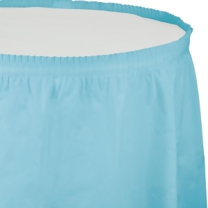 Pack of 6 Pastel Blue Pleated Disposable Plastic Picnic Party Table Skirts 14' - All