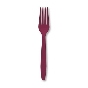 Club Pack of 288 Burgundy Red Premium Heavy-Duty Plastic Party Forks - All