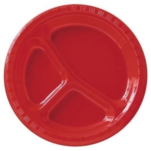 Club Pack of 200 Classic Red Disposable Divided Plastic Party Banquet Dinner Plates 10 - All