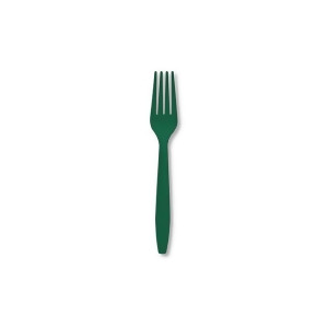 Club Pack of 288 Hunter Green Premium Heavy-Duty Plastic Party Forks - All
