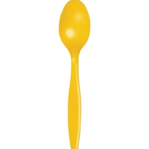 Club Pack of 288 School Bus Yellow Premium Heavy-Duty Plastic Party Spoons - All
