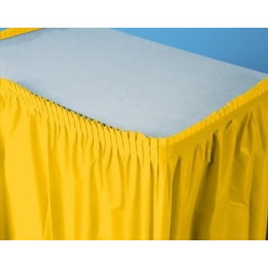 Pack of 6 School Bus Yellow Pleated Disposable Plastic Picnic Party Table Skirts 14' - All