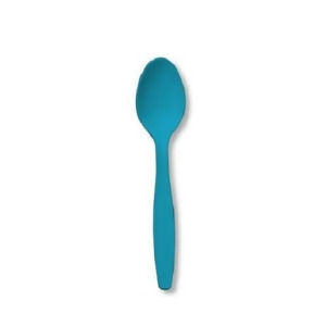 Club Pack of 600 Turquoise Blue Premium Heavy-Duty Plastic Party Spoons - All