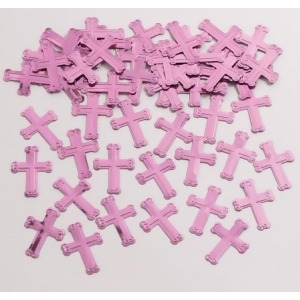 Club Pack of 12 Pastel Pink Cross Shaped Celebration Confetti Bags 0.5 oz. - All