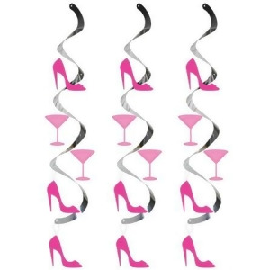 Club Pack of 60 Pink Martini Glass and High Heel Shoe Dizzy Dangler Hanging Party Decorations 24 - All