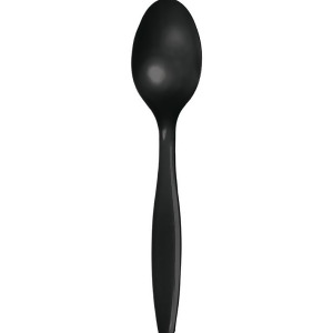 Club Pack of 600 Black Premium Heavy-Duty Plastic Party Spoons - All