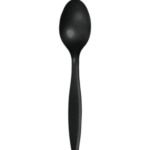Club Pack of 600 Black Premium Heavy-Duty Plastic Party Spoons - All