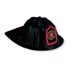 Club Pack of 24 Black Fire Watch Plastic Firefighter Party Hats - All