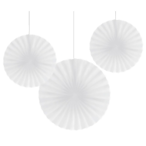 Club Pack of 18 Traditional White Hanging Tissue Paper Fan Party Decorations 12 16 - All
