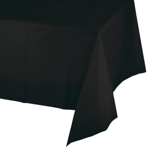 Club Pack of 12 Jet Black Plastic Tablecloth Tablecovers 9' - All