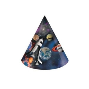 Club Pack of 96 Children's Space Blast Design Paper Birthday Party Hats - All