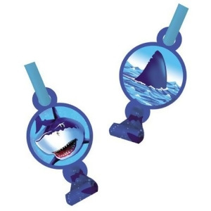 Club Pack of 96 Blue Shark Splash Blowout Noisemaker Party Favors - All