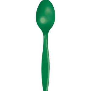 Club Pack of 600 Emerald Green Premium Heavy-Duty Plastic Party Spoons - All