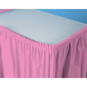 Pack of 6 Candy Pink Pleated Disposable Plastic Picnic Party Table Skirts 14' - All