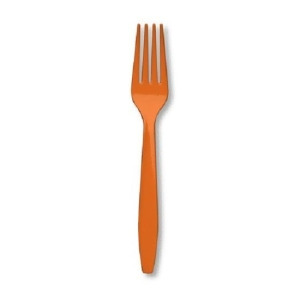Club Pack of 288 Sunkissed Orange Premium Heavy-Duty Plastic Party Forks - All