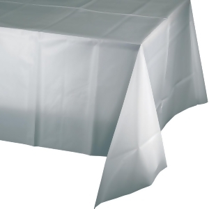 Club Pack of 12 Shimmering Silver Disposable Plastic Banquet Party Table Cloth Covers 9' - All
