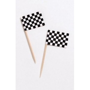 Club Pack of 1200 Black and White Checkered Flag Food Drink or Decorative Party Picks 2.5 - All