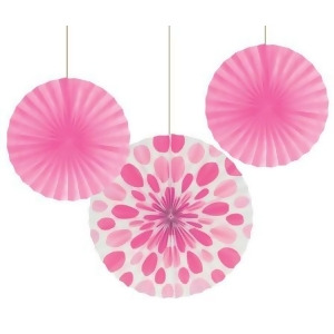 Club Pack of 18 Candy Pink Dots and Stripes Hanging Tissue Paper Fan Party Decorations 12 16 - All