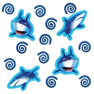 Club Pack of 12 Blue Shark and Swirl Shaped Shark Splash Celebration Confetti Bags 0.5 oz. - All