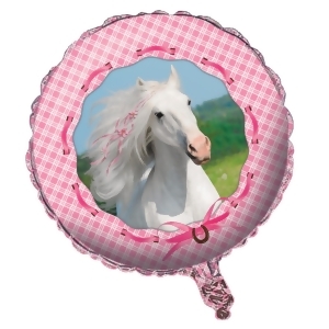 Pack of 10 Heart My Horse Metallic Pink and White Plaid Birthday Foil Party Balloons 18 - All