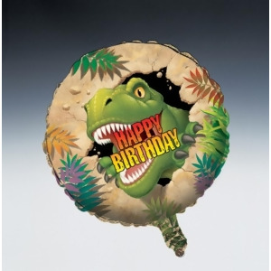 Club Pack of 12 Dino Blast Metallic Happy Birthday Foil Party Balloons - All