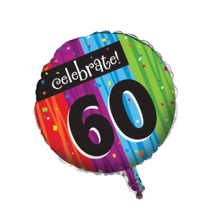 Club Pack of 12 Milestone Celebrations Metallic celebrate 60 Foil Party Balloons - All